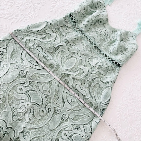 NWOT Lulus Won Your Heart Sage Green Lace Tie-Strap High-Low Midi Dress Small - Picture 6 of 8